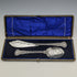 British antique silver plate jam spoon & butter knife set in case
